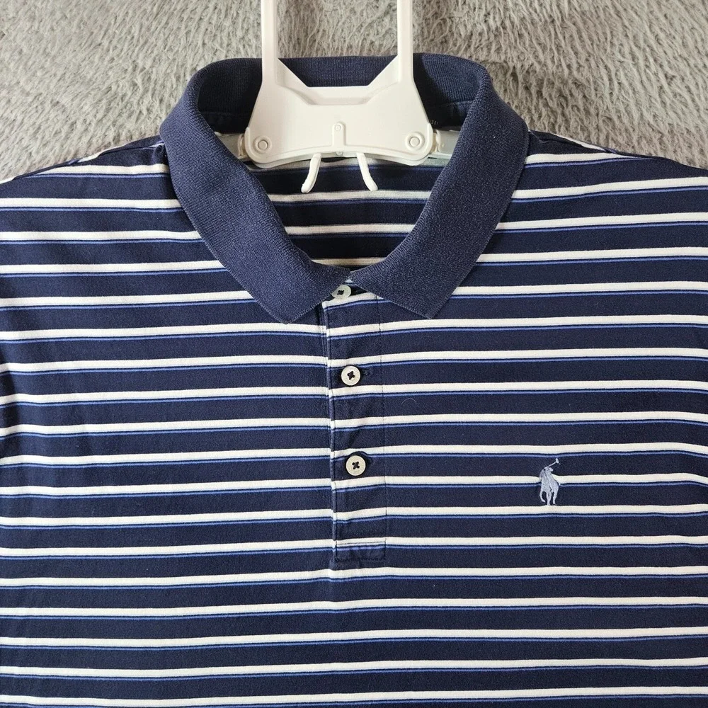 Polo Golf Ralph Lauren Polo‎ Shirt Men Large Short Sleeve Navy Blue Striped
